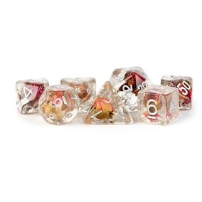 Rose Dice - Polyhedral Resin 16mm - Rollespils Terning Sæt - Metallic Dice Games